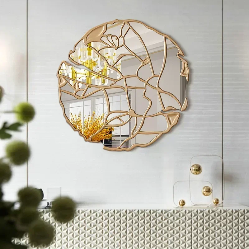 LUSTRO ŚCIENNE okrągłe, z dekoracyjną ramą na całej powierzchni, styl glamour, nowoczesne