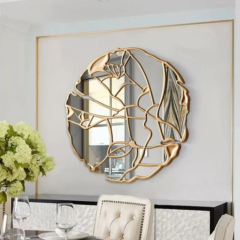 LUSTRO ŚCIENNE okrągłe, z dekoracyjną ramą na całej powierzchni, styl glamour, piękne