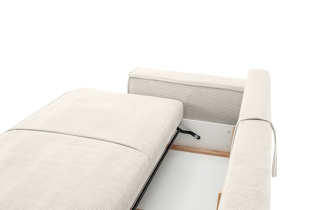 SOFA z funkcją spania i pojemnikiem na pościel, sztruksowa beżowa tkanina, nowoczesny styl-2 SOFA z funkcją spania i pojemnikiem na pościel, sztruksowa beżowa tkanina, nowoczesny styl-2