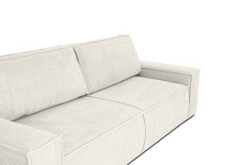 SOFA z funkcją spania i pojemnikiem na pościel, sztruksowa beżowa tkanina, nowoczesny styl, elegancka