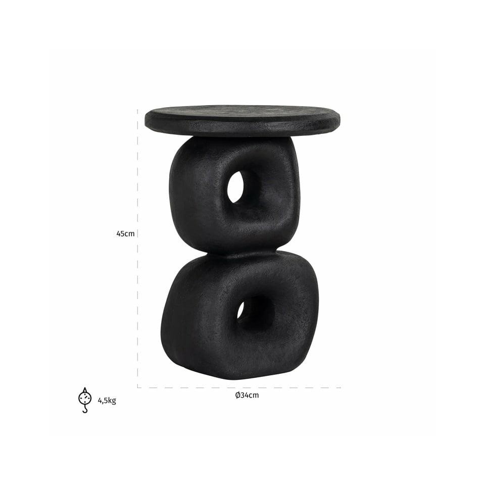 STOLIK POMOCNICZY czarny z żywicy, designerski kształt, nowoczesny styl, wymiary STOLIK POMOCNICZY czarny z żywicy, designerski kształt, nowoczesny styl, wymiary