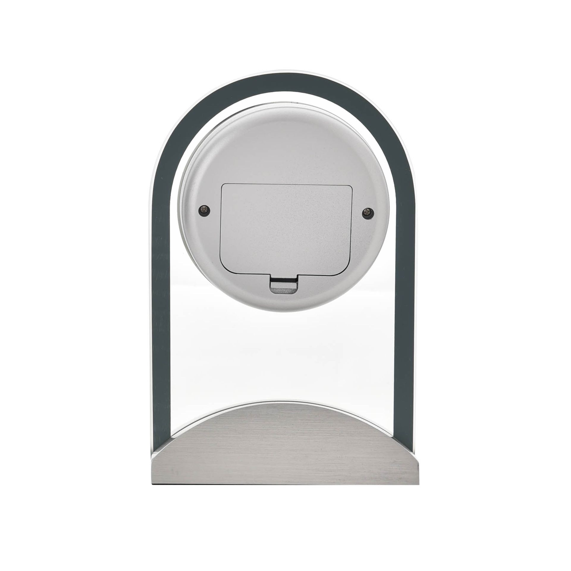 ZEGAR STOJĄCY z aluminiową, srebrną podstawą, szklany panel, klasyczny styl, ekskluzywny ZEGAR STOJĄCY z aluminiową, srebrną podstawą, szklany panel, klasyczny styl, ekskluzywny