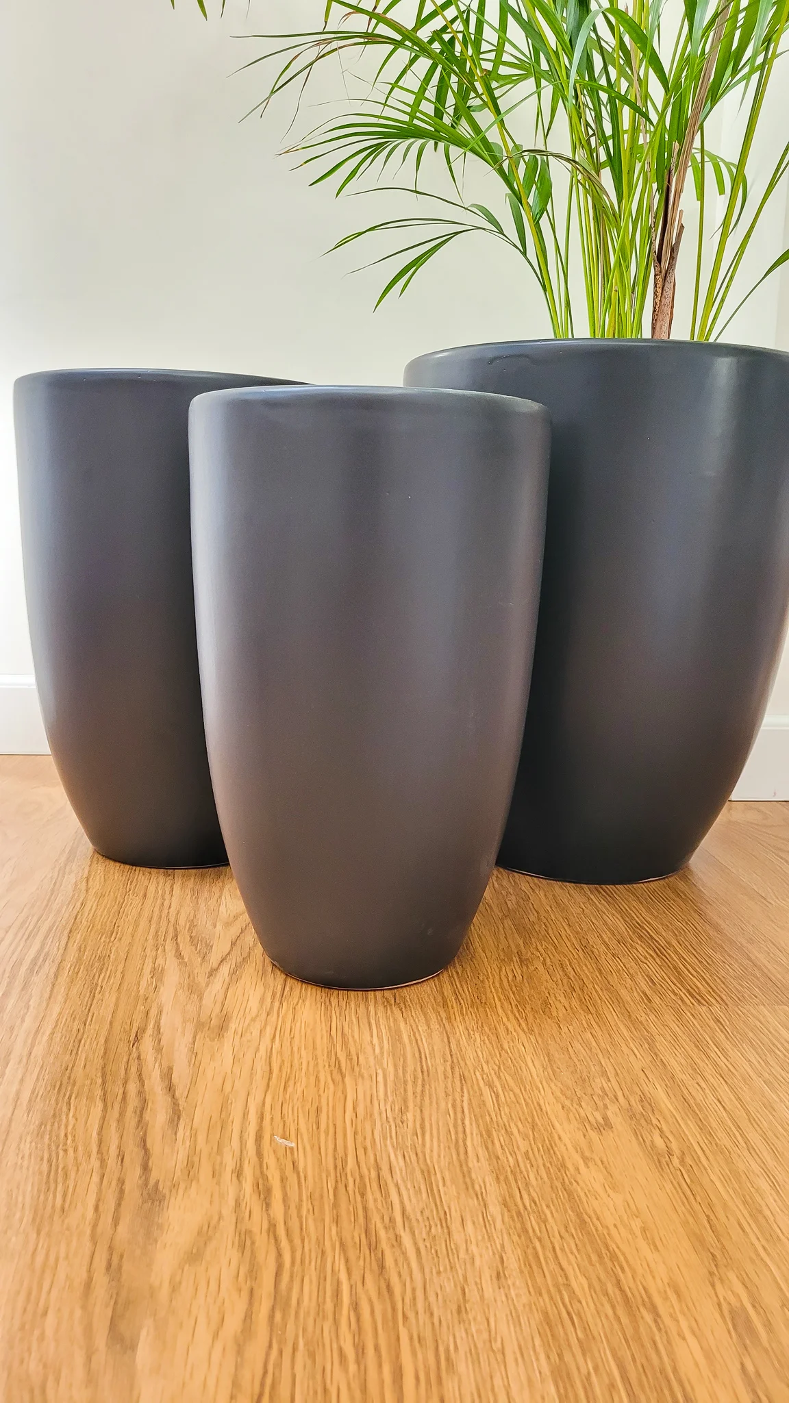 ZESTAW 3 DONIC z ceramiki mrozoodpornej, czarne, stożkowy kształt, elegancki charakter-1 ZESTAW 3 DONIC z ceramiki mrozoodpornej, czarne, stożkowy kształt, elegancki charakter-1