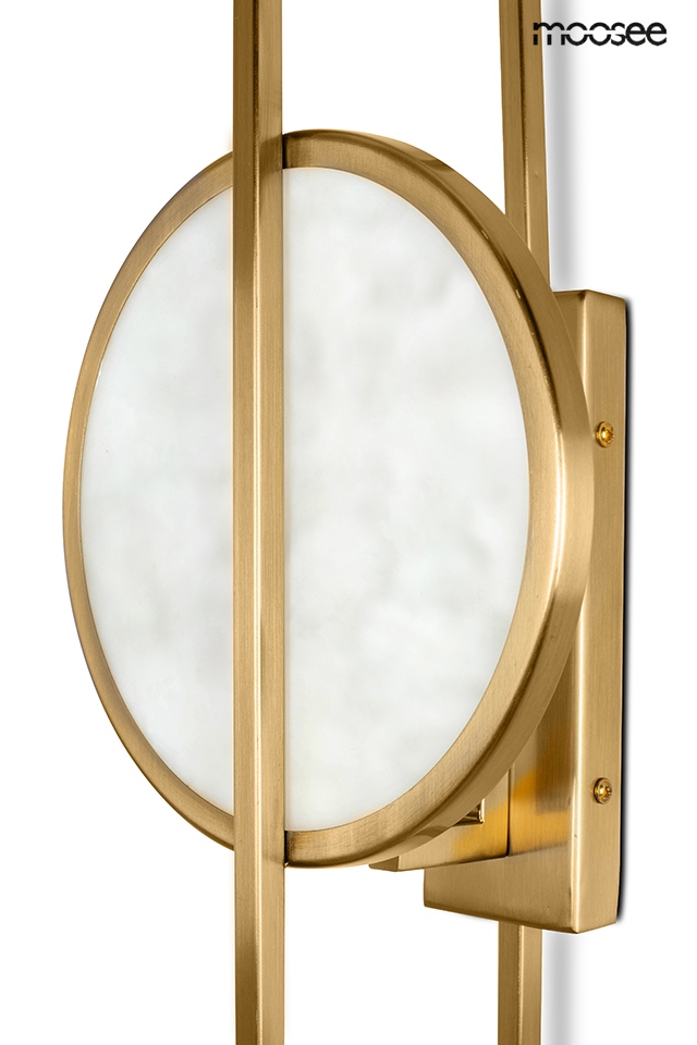 KINKIET metalowo-szklany, biało-złote wykończenie, wyjątkowy kształt, styl glamour, na korytarz