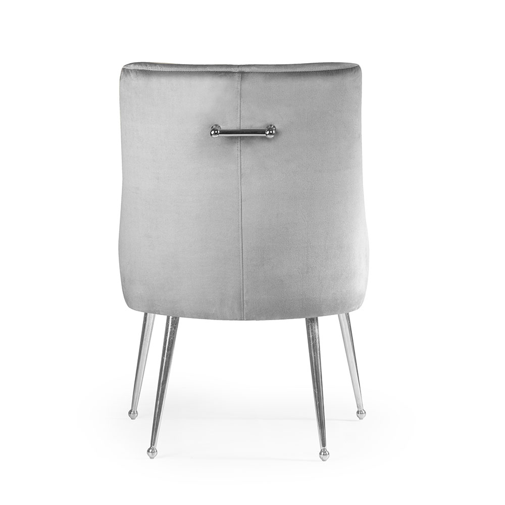 KRZESŁO tapicerowane na srebrnych nogach, uchwyt w tylnej części, welurowe (dowolny kolor tkaniny), ekskluzywne KRZESŁO tapicerowane na srebrnych nogach, uchwyt w tylnej części, welurowe (dowolny kolor tkaniny), ekskluzywne