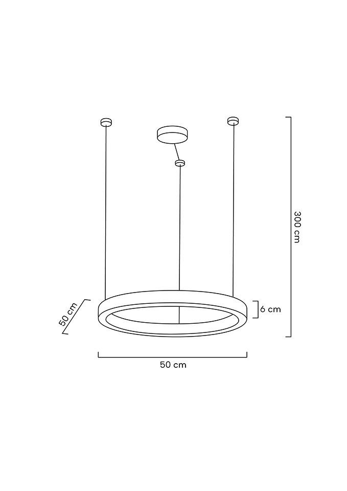 LAMPA WISZĄCA LED okrągła, chromowane złoto, ekskluzywna, styl glamour 50 cm, wymiary