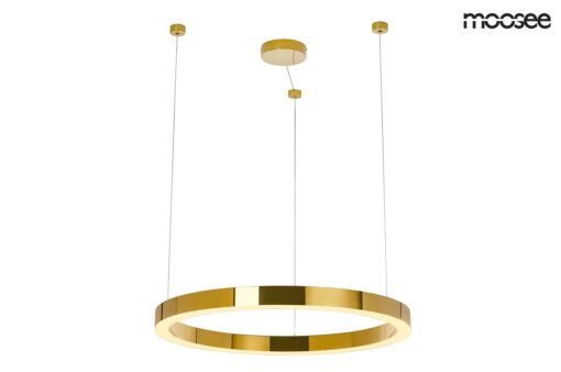 LAMPA WISZĄCA LED okrągła, chromowane złoto, ekskluzywna, styl glamour 70 cm