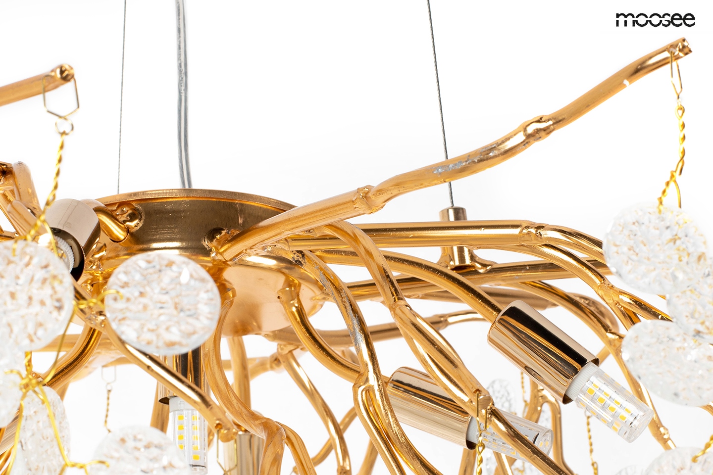 LAMPA WISZĄCA na złotym stelażu, akrylowe transparentne klosze, nowoczesny design 60 cm, dekoracyjna LAMPA WISZĄCA na złotym stelażu, akrylowe transparentne klosze, nowoczesny design 60 cm, dekoracyjna