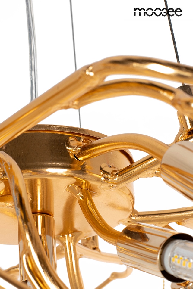 LAMPA WISZĄCA na złotym stelażu, akrylowe transparentne klosze, nowoczesny design 60 cm, dostojna LAMPA WISZĄCA na złotym stelażu, akrylowe transparentne klosze, nowoczesny design 60 cm, dostojna