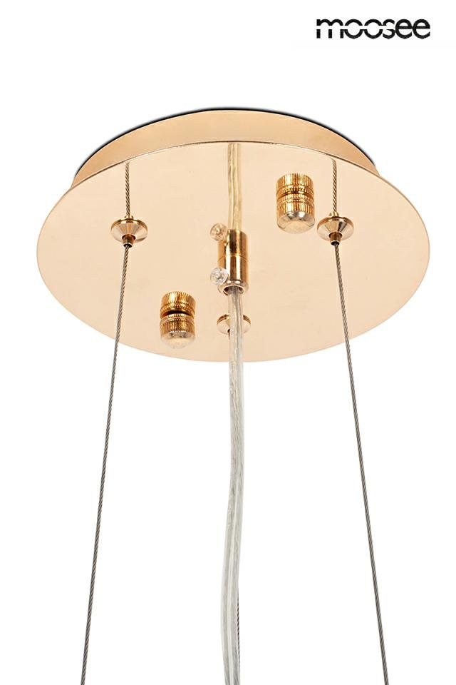 LAMPA WISZĄCA na złotym stelażu, akrylowe transparentne klosze, nowoczesny design 60 cm, wyrafinowana LAMPA WISZĄCA na złotym stelażu, akrylowe transparentne klosze, nowoczesny design 60 cm, wyrafinowana