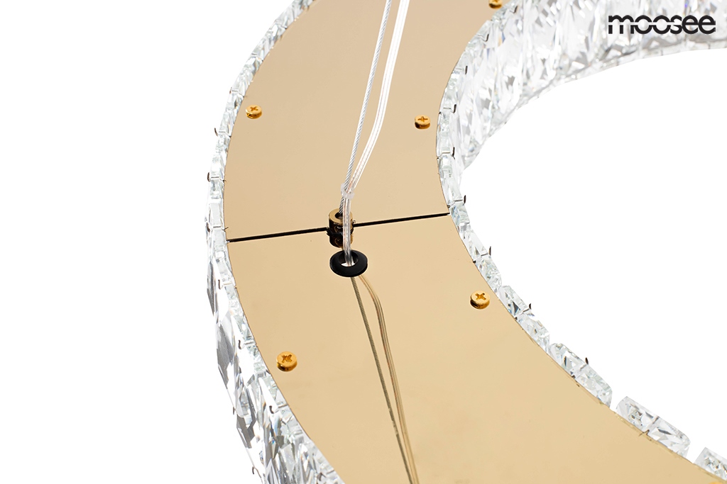 LAMPA WISZĄCA okrągła, kryształowa, złoty stelaż, styl glamour, ekskluzywna LAMPA WISZĄCA okrągła, kryształowa, złoty stelaż, styl glamour, ekskluzywna