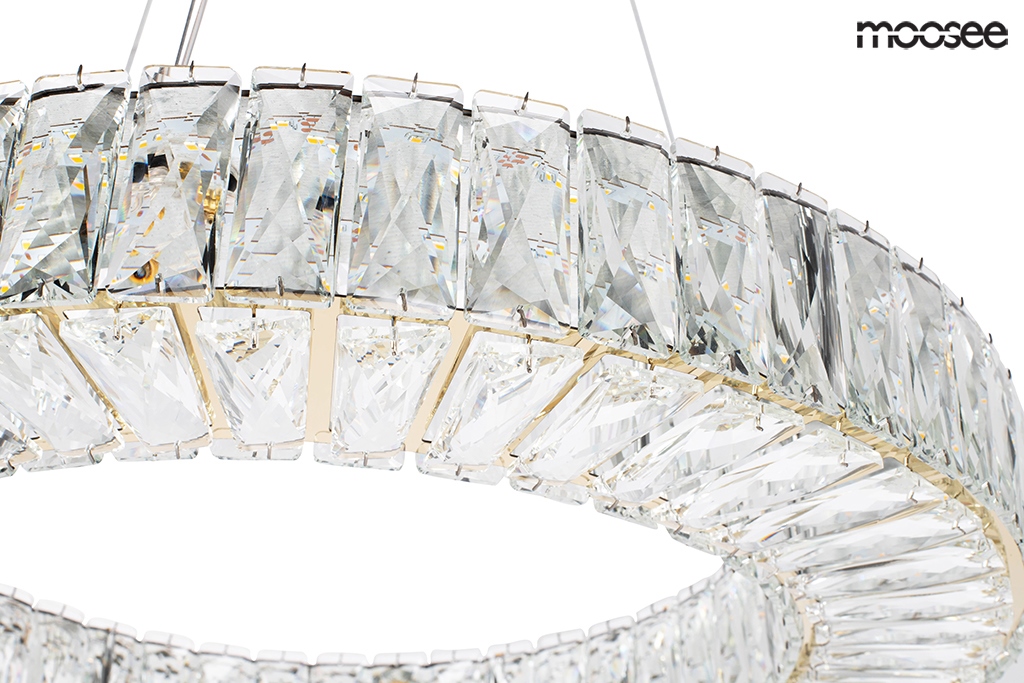 LAMPA WISZĄCA okrągła, kryształowa, złoty stelaż, styl glamour, wyjątkowa LAMPA WISZĄCA okrągła, kryształowa, złoty stelaż, styl glamour, wyjątkowa