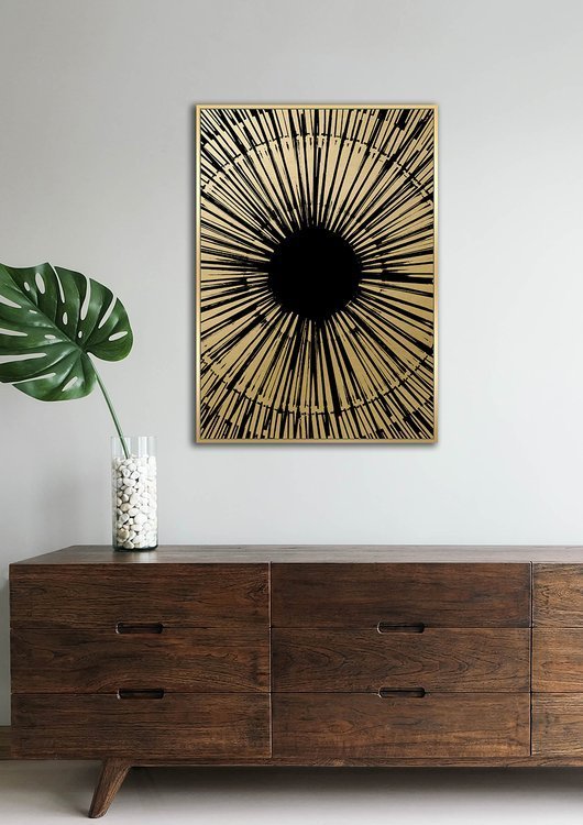 OBRAZ ścienny, duży, bawełniane płótno, czarno-złoty wzór, złota rama, glamour, prostokątny, wyjątkowy OBRAZ ścienny, duży, bawełniane płótno, czarno-złoty wzór, złota rama, glamour, prostokątny, wyjątkowy