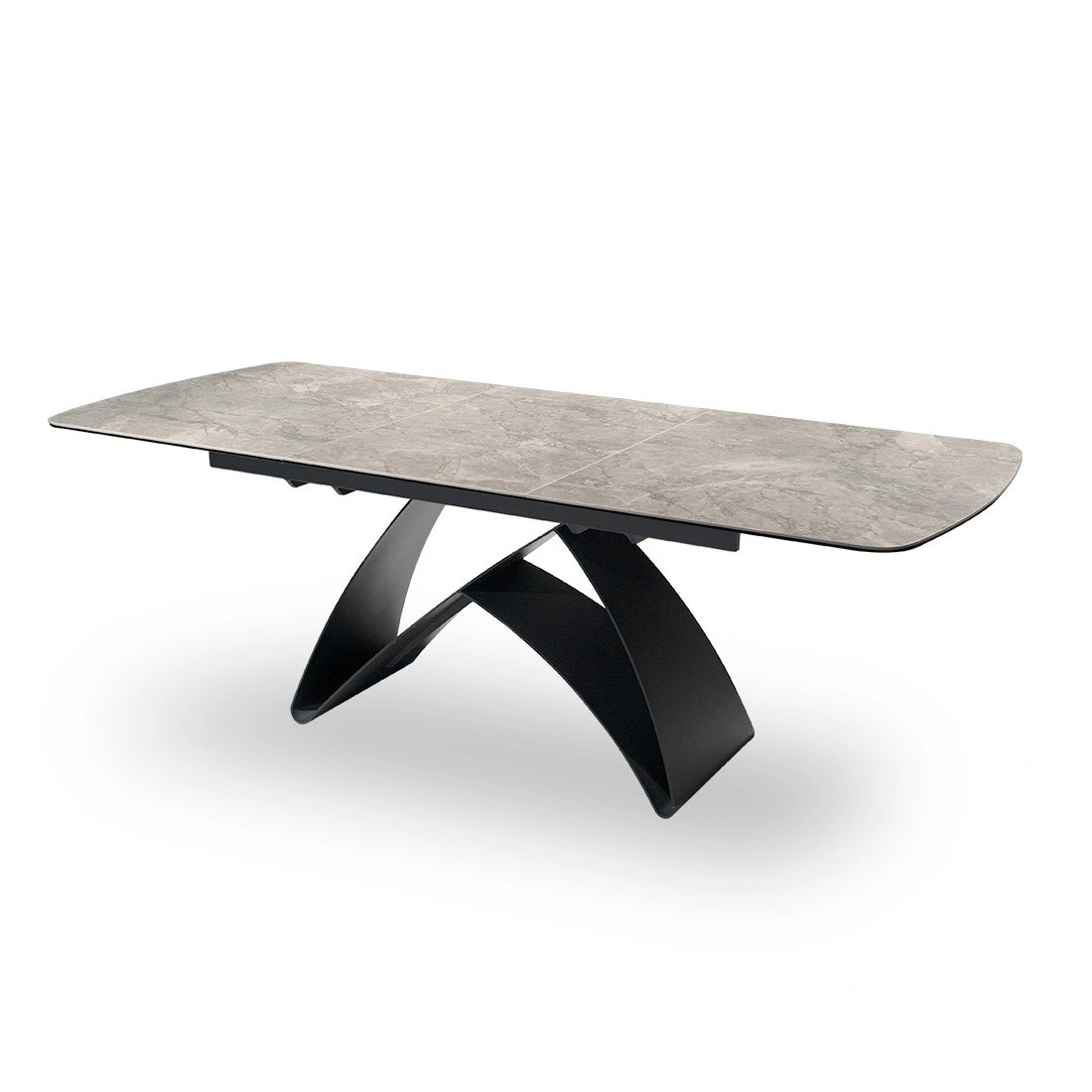 STÓŁ JADALNIANY rozkładany, na czarnych nogach, blat z szarego kamienia, designerski, ekskluzywny STÓŁ JADALNIANY rozkładany, na czarnych nogach, blat z szarego kamienia, designerski, ekskluzywny