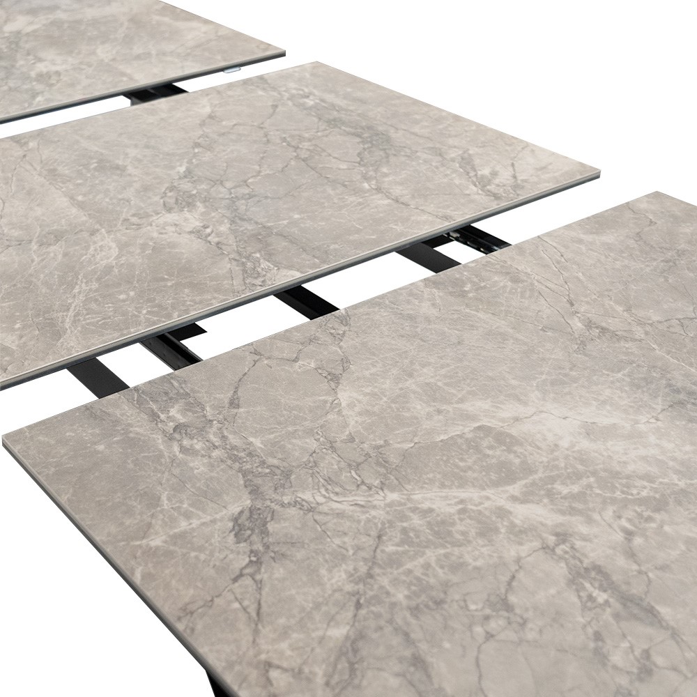 STÓŁ JADALNIANY rozkładany, na czarnych nogach, blat z szarego kamienia, designerski, najwyższa jakość STÓŁ JADALNIANY rozkładany, na czarnych nogach, blat z szarego kamienia, designerski, najwyższa jakość
