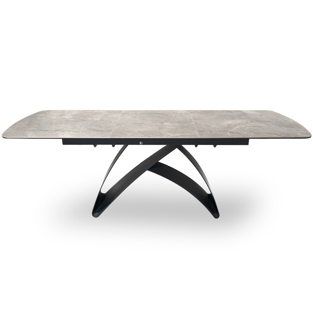 STÓŁ JADALNIANY rozkładany, na czarnych nogach, blat z szarego kamienia, designerski, wyjątkowy STÓŁ JADALNIANY rozkładany, na czarnych nogach, blat z szarego kamienia, designerski, wyjątkowy