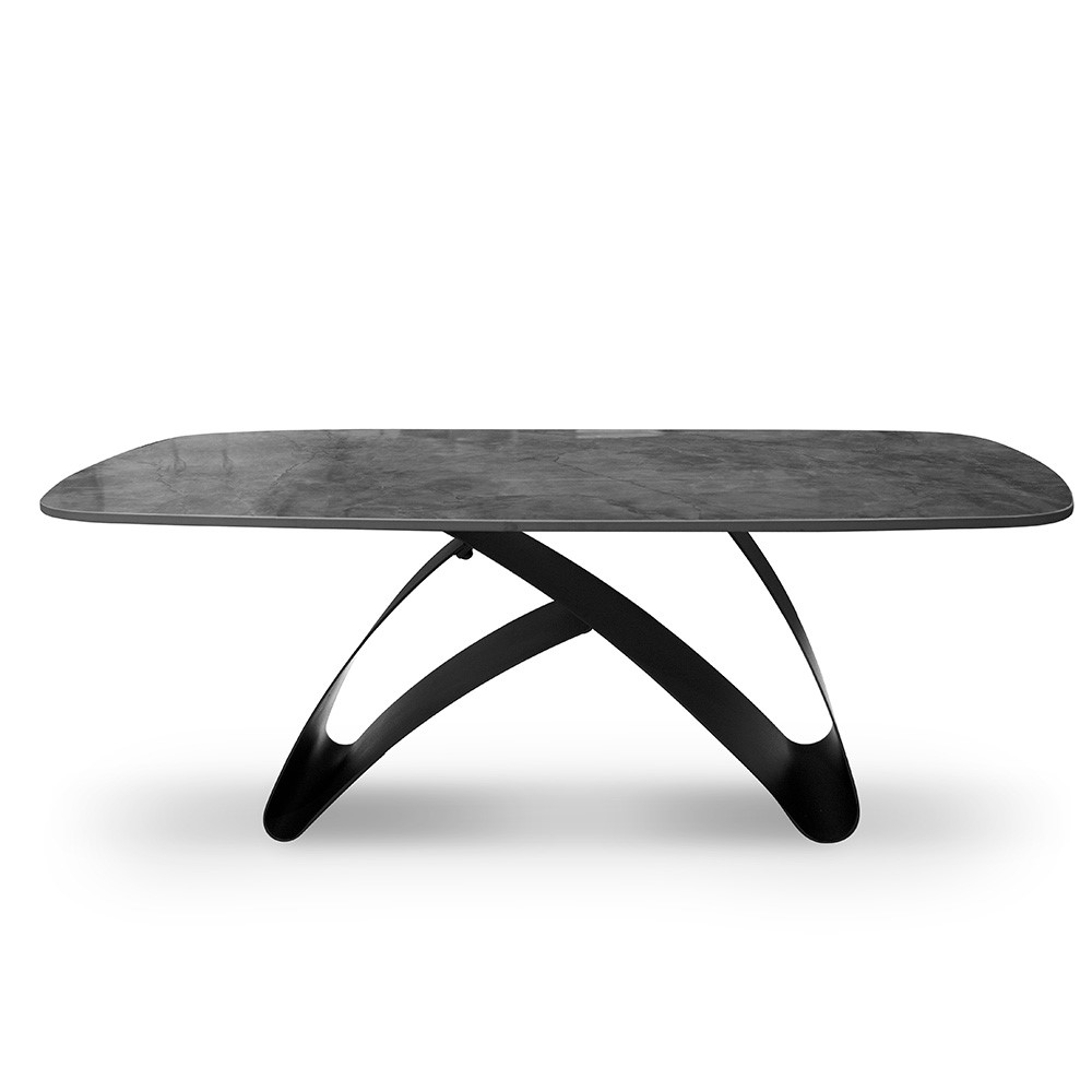 STOLIK KAWOWY na czarnych nogach o designerskim kształcie, kamienny blat