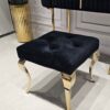 TABORET Lyon tapicerowany, pikowany, złote nogi, stal nierdzewna, glamour