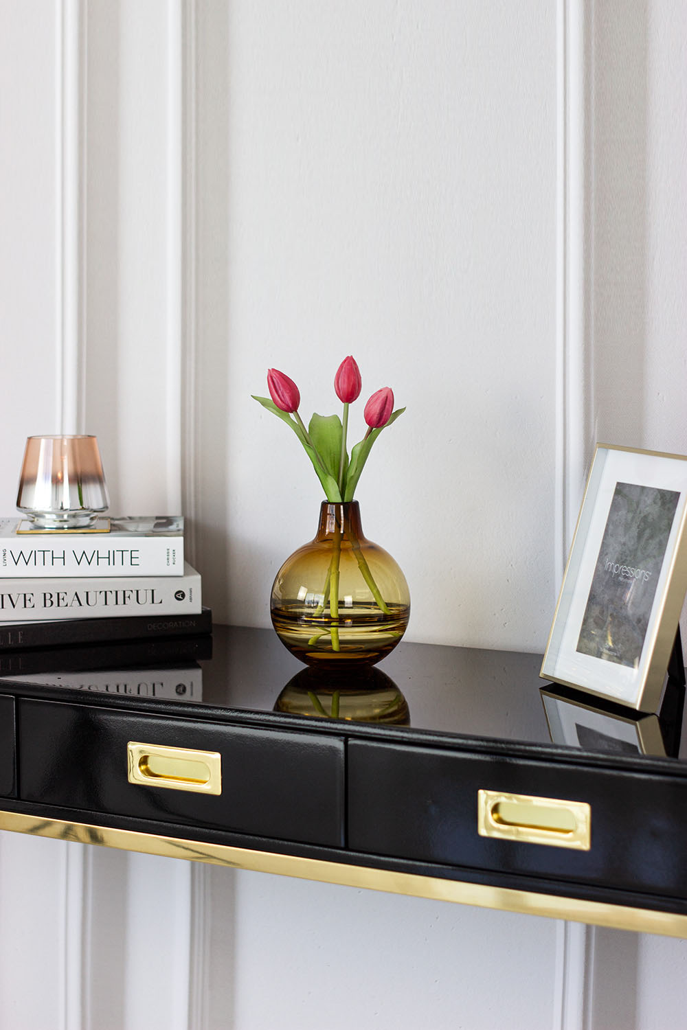 WAZON okrągły z bursztynowego szkła, nowoczesny wygląd, piękny WAZON okrągły z bursztynowego szkła, nowoczesny wygląd, piękny