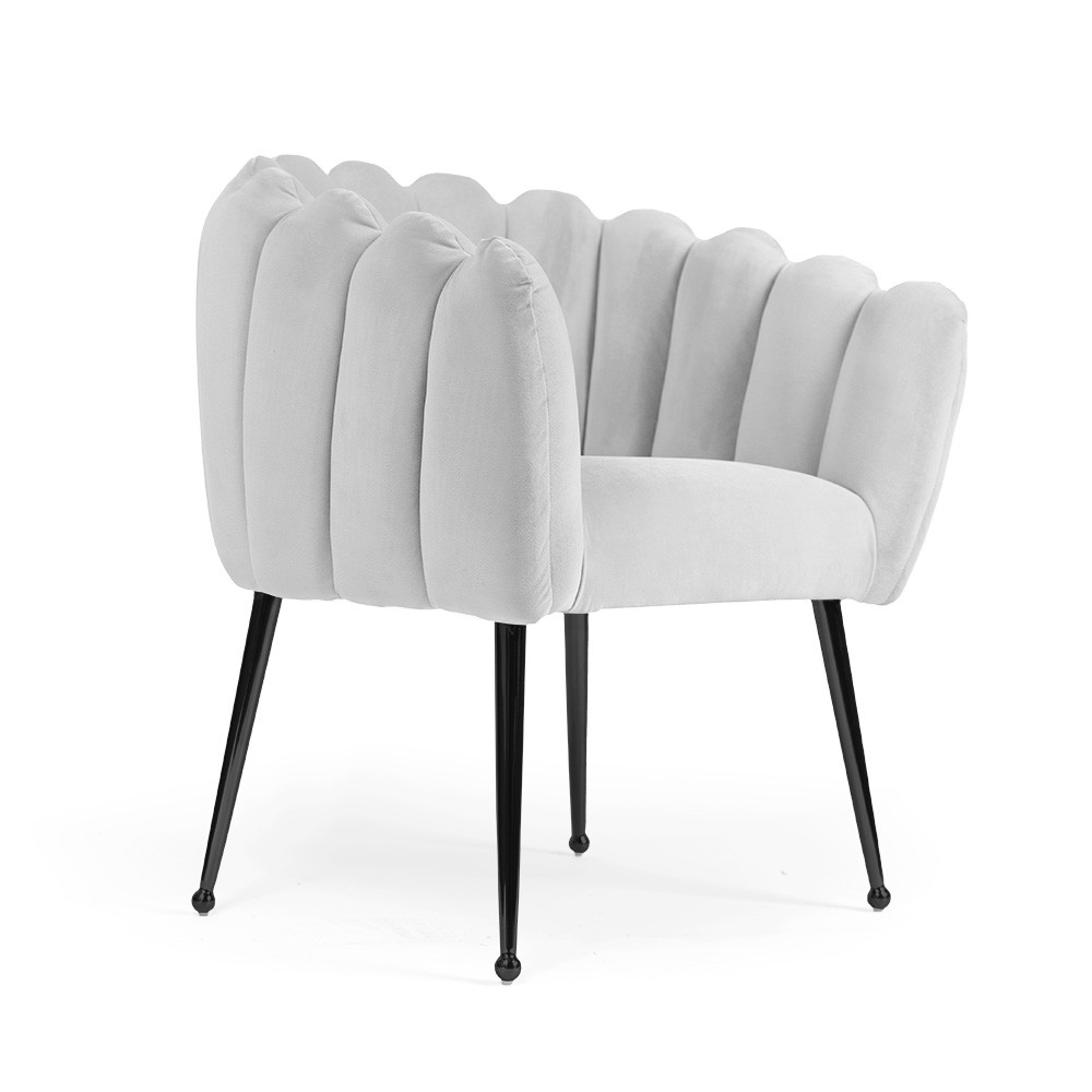 KRZESŁO na metalowych nogach z dekoracyjnym zakończeniem, oryginalny kształt, welurowa tkanina (dowolny kolor), czarne nogi, designerskie KRZESŁO na metalowych nogach z dekoracyjnym zakończeniem, oryginalny kształt, welurowa tkanina (dowolny kolor), czarne nogi, designerskie