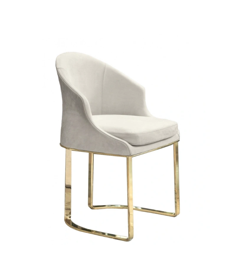 KRZESŁO na złotym stelażu, welwetowa tapicerka, wyprofilowane siedzisko, glamour