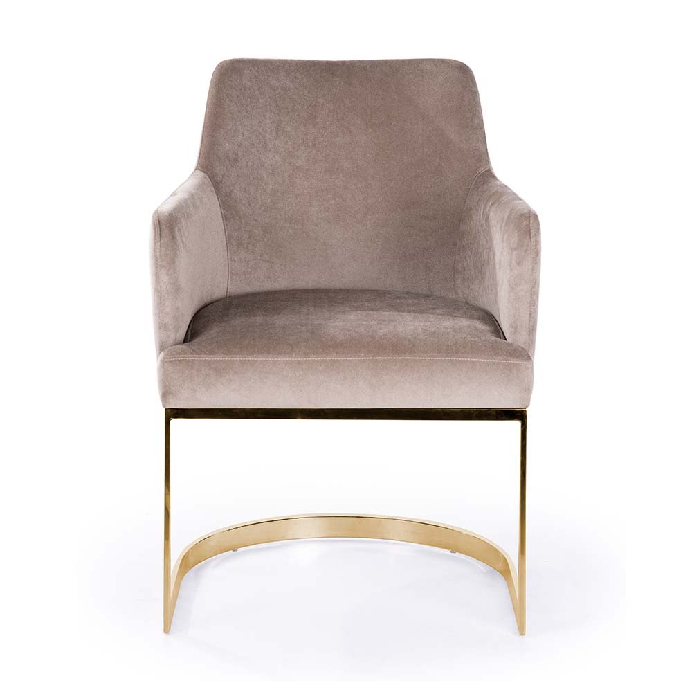 KRZESŁO z podłokietnikami, na metalowej solidnej płozie, nowoczesny styl glamour (dowolny kolor tkaniny), piękne