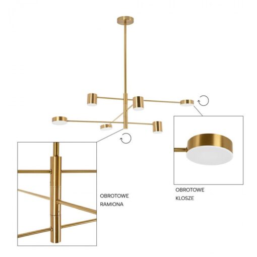 LAMPA WISZĄCA ze stali nierdzewnej, złota, nowoczesny styl, designerska