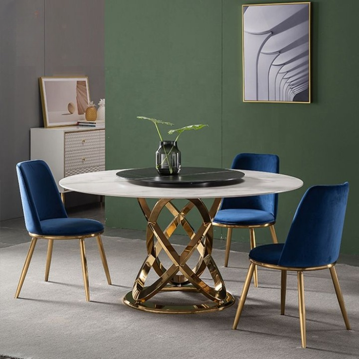 STÓŁ JADALNIANY okrągły, na złotej metalowej podstawie, biały blat imitujący marmur, glamour, piękny STÓŁ JADALNIANY okrągły, na złotej metalowej podstawie, biały blat imitujący marmur, glamour, piękny