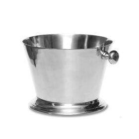 COOLER ze srebrnego aluminium, do szampana, ozdobne uchwyty, okrągły, klasyczny styl