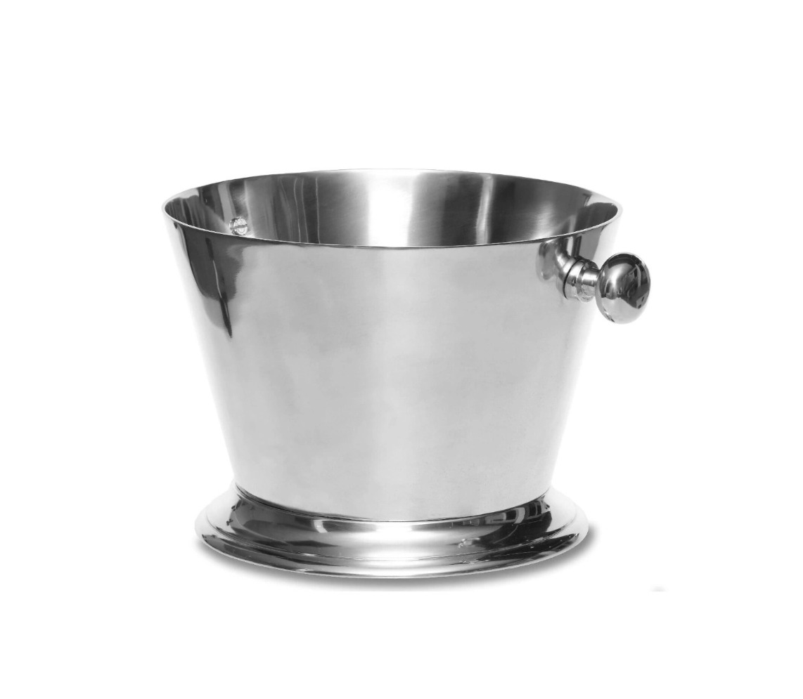 COOLER ze srebrnego aluminium, do szampana, ozdobne uchwyty, okrągły, klasyczny styl COOLER ze srebrnego aluminium, do szampana, ozdobne uchwyty, okrągły, klasyczny styl