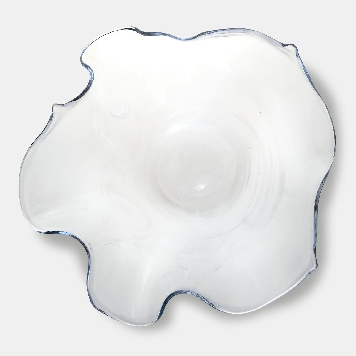 DUŻA MISA szklana, transparentna, okrągła z marszczonym brzegiem, , ręcznie formowana, nowoczesna, designerska DUŻA MISA szklana, transparentna, okrągła z marszczonym brzegiem, , ręcznie formowana, nowoczesna, designerska