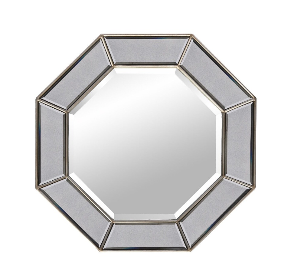 LUSTRO ŚCIENNE ośmiokątne, miedziana, finezyjna rama, klasyczny styl