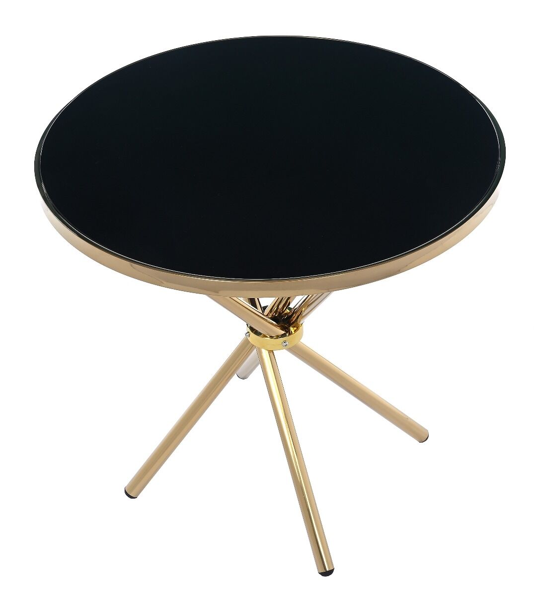 STÓŁ jadalniany okrągły, złota metalowa podstawa, czarny szklany blat, nowojorski glamour-2