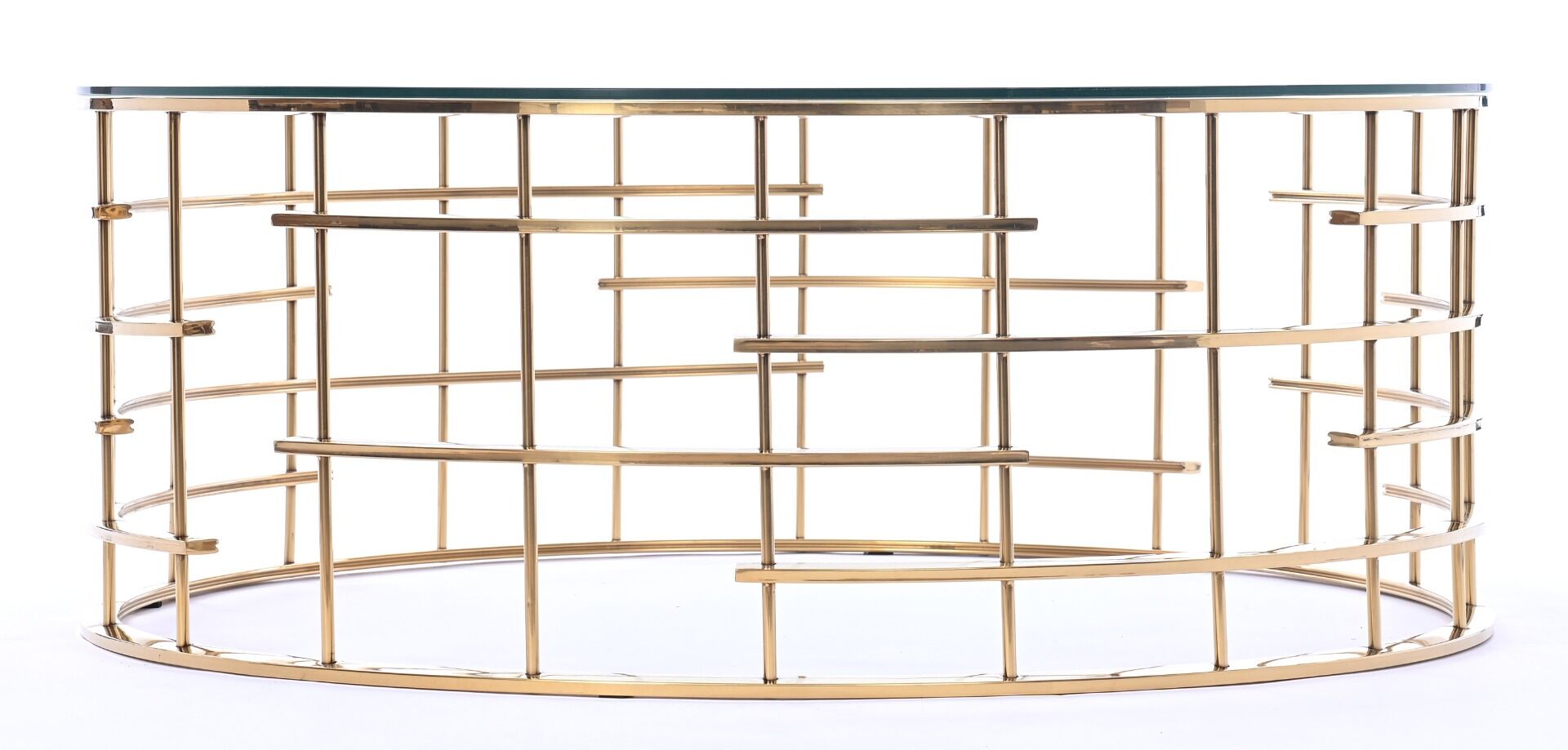 STOLIK KAWOWY okrągły, złote designerska podstawa, transparentny szklany blat, nowoczesny, ekskluzywny