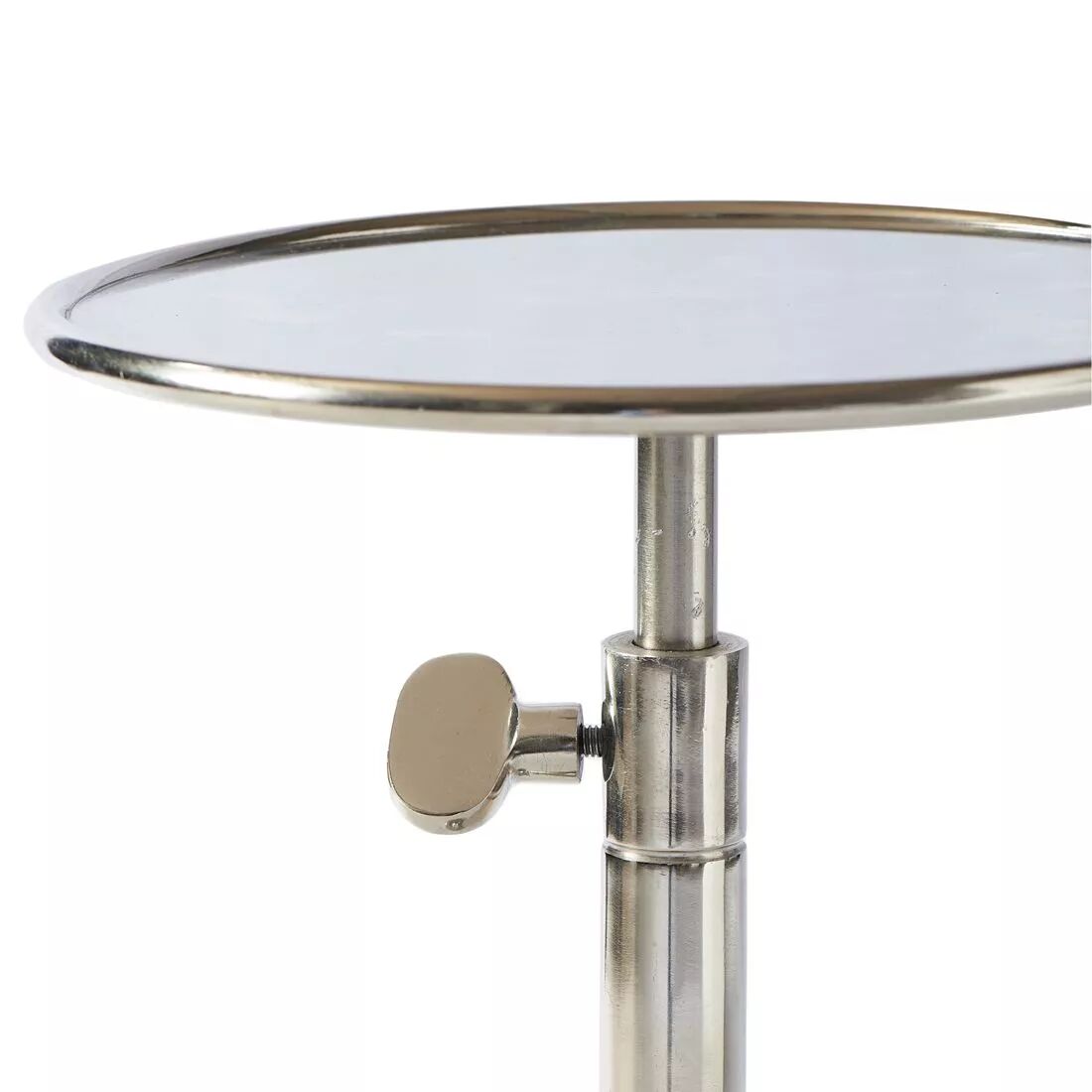 STOLIK POMOCNICZY okrągły, elegancki, srebrne aluminium, regulowana wysokość, klasyczny styl STOLIK POMOCNICZY okrągły, elegancki, srebrne aluminium, regulowana wysokość, klasyczny styl