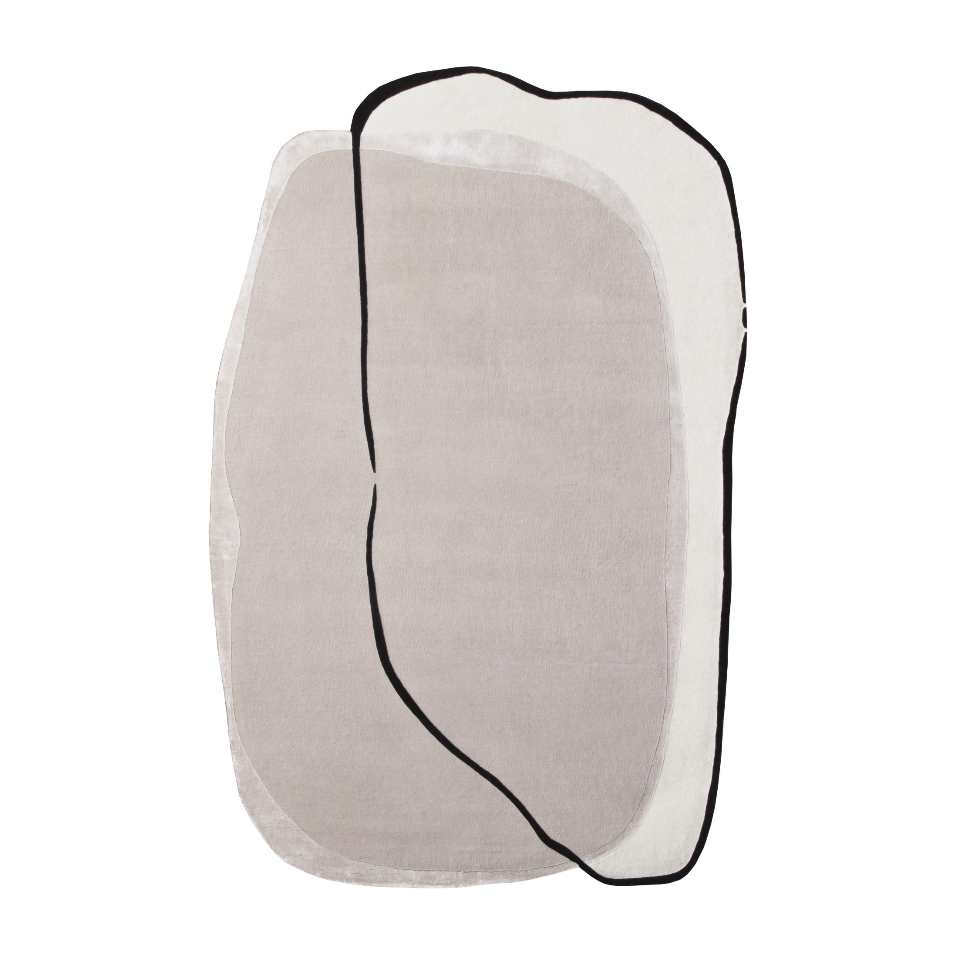 DYWAN o abstrakcyjnym kształcie w beżowym odcieniu z czarną linią, ręcznie wykonany, designerski styl DYWAN o abstrakcyjnym kształcie w beżowym odcieniu z czarną linią, ręcznie wykonany, designerski styl