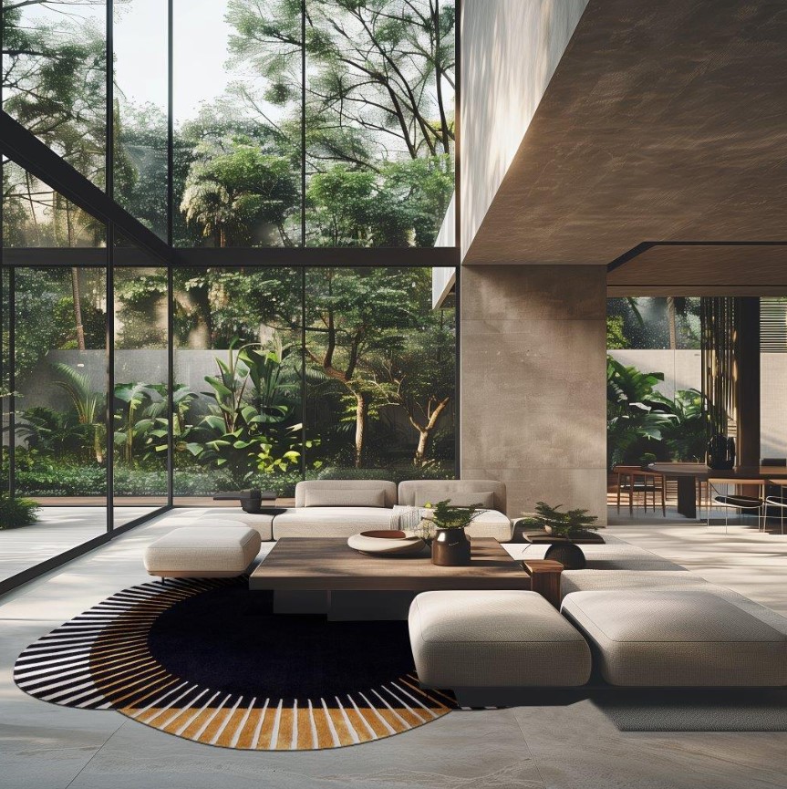 DYWAN o nieregularnym kształcie, czarny ze złotym okręgiem, ręcznie robiony, ekskluzywny DYWAN o nieregularnym kształcie, czarny ze złotym okręgiem, ręcznie robiony, ekskluzywny