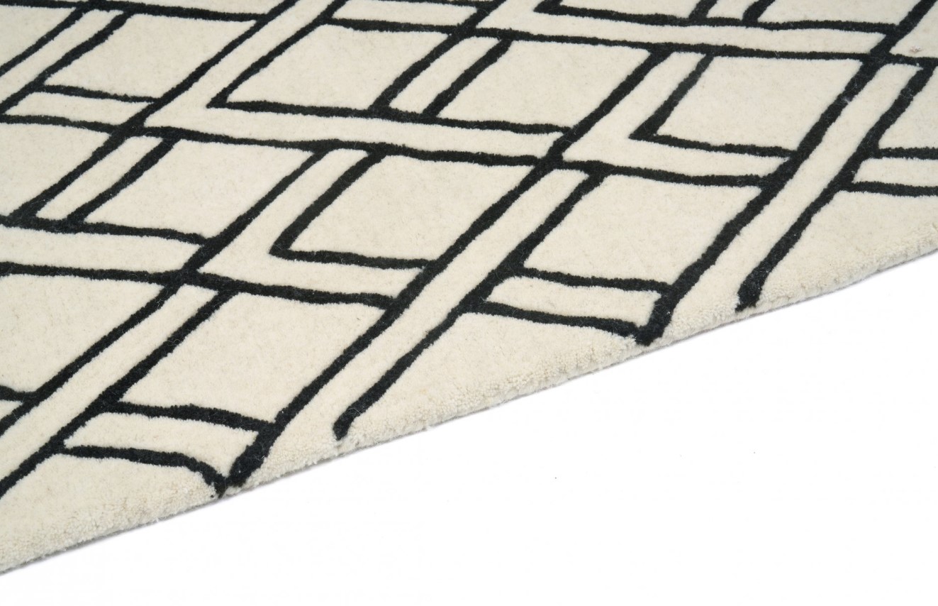 DYWAN prostokątny, biało-czarny z geometrycznym wzorem, ręcznie tkany, nowoczesny, piekny DYWAN prostokątny, biało-czarny z geometrycznym wzorem, ręcznie tkany, nowoczesny, piekny