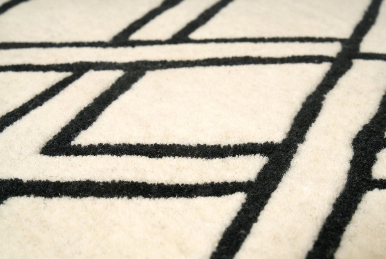 DYWAN prostokątny, biało-czarny z geometrycznym wzorem, ręcznie tkany, nowoczesny, wyjątkowy DYWAN prostokątny, biało-czarny z geometrycznym wzorem, ręcznie tkany, nowoczesny, wyjątkowy