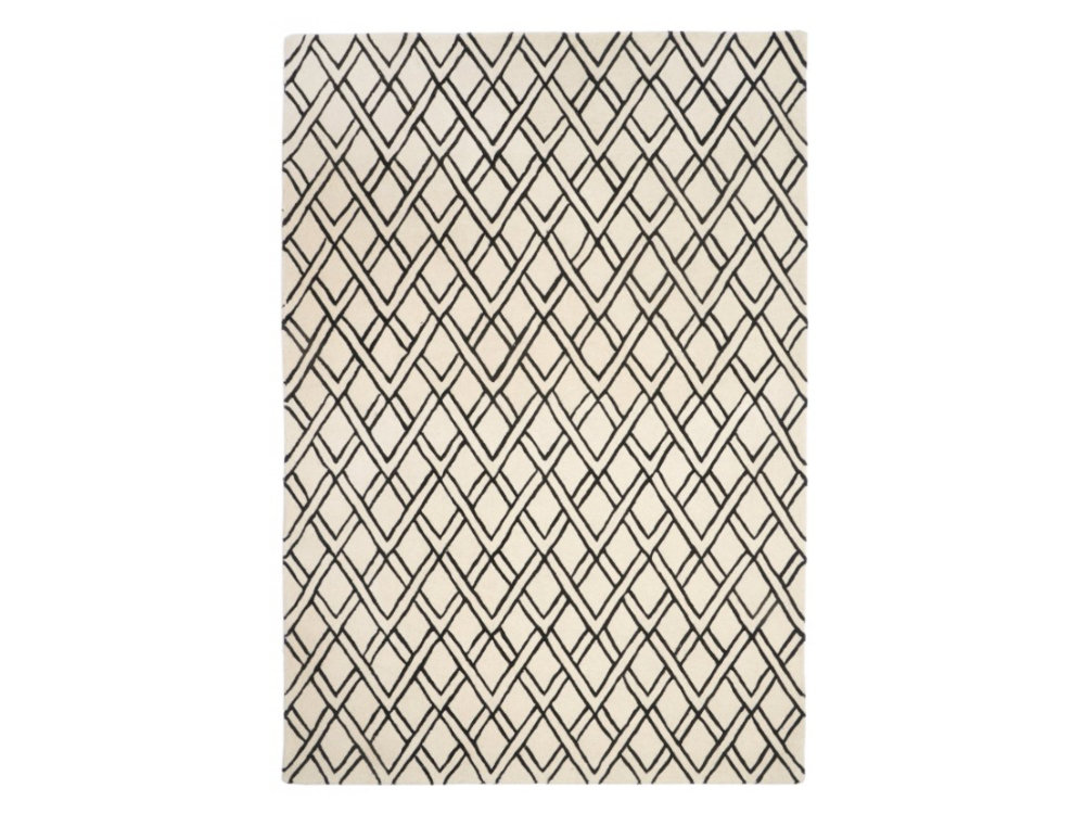 DYWAN prostokątny, biało-czarny z geometrycznym wzorem, ręcznie tkany, nowoczesny DYWAN prostokątny, biało-czarny z geometrycznym wzorem, ręcznie tkany, nowoczesny