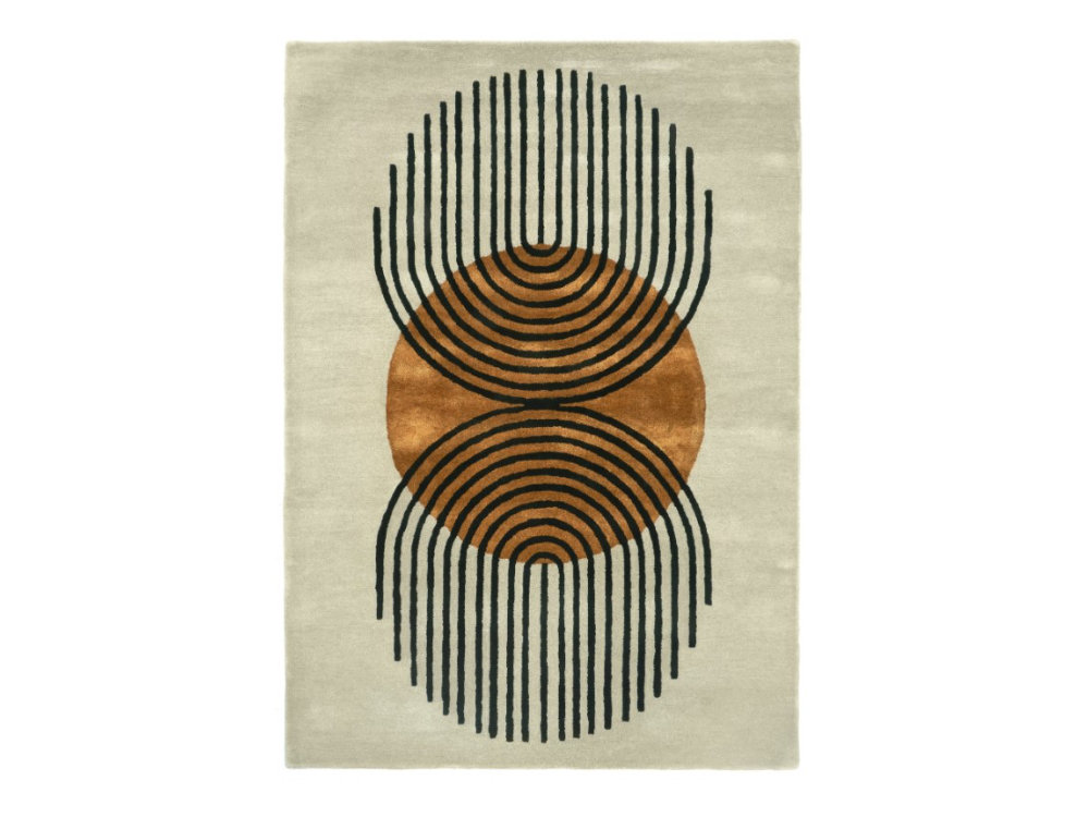 DYWAN prostokątny, biały z czarno-złotym wzorem, nowoczesny wygląd, ręczne wykonanie