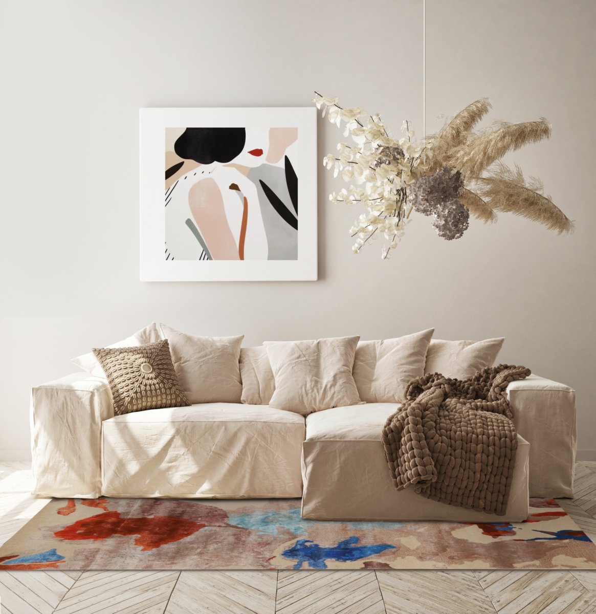 DYWAN prostokątny, wielokolorowy, abstrakcyjne wzory, nowoczesny styl, do salonu DYWAN prostokątny, wielokolorowy, abstrakcyjne wzory, nowoczesny styl, do salonu