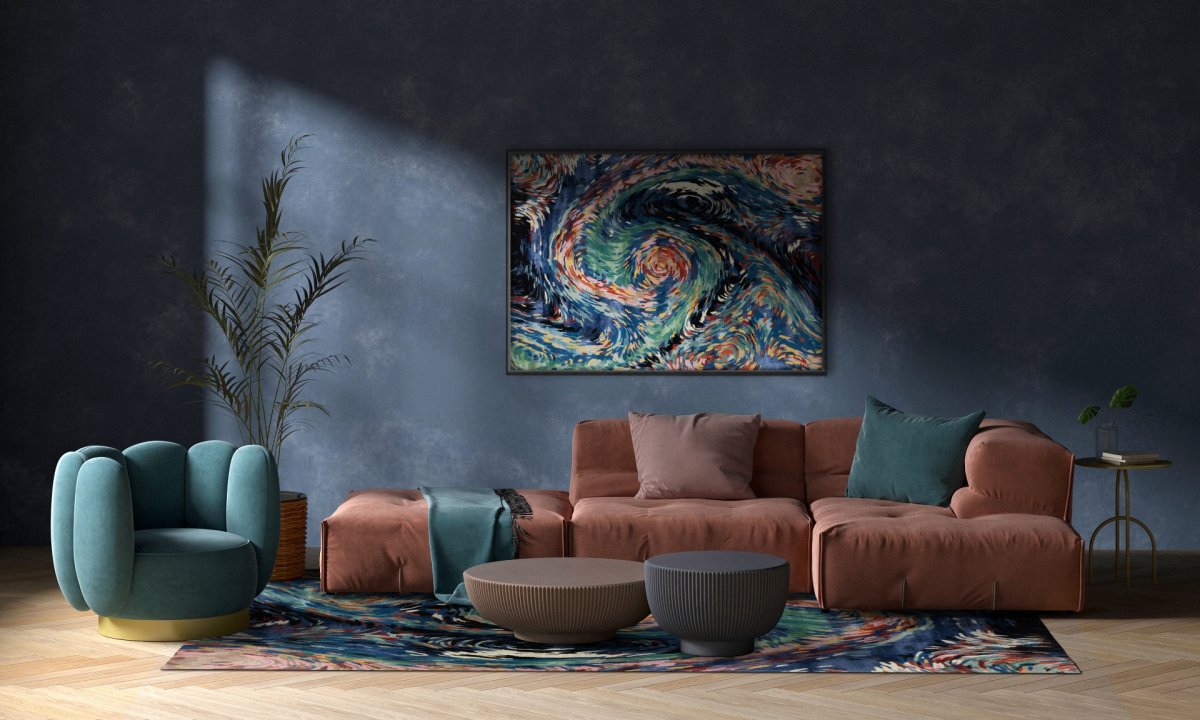 DYWAN prostokątny, wielokolorowy o abstrakcyjnym nowoczesnym wzorze, do salonu DYWAN prostokątny, wielokolorowy o abstrakcyjnym nowoczesnym wzorze, do salonu