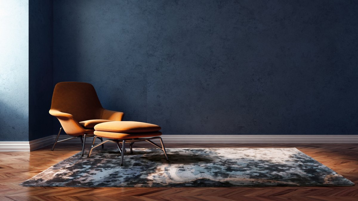 DYWAN prostokątny, wielokolorowy z przewagą granatowego, designerski wzór, ręcznie wykonany, nowoczesny DYWAN prostokątny, wielokolorowy z przewagą granatowego, designerski wzór, ręcznie wykonany, nowoczesny