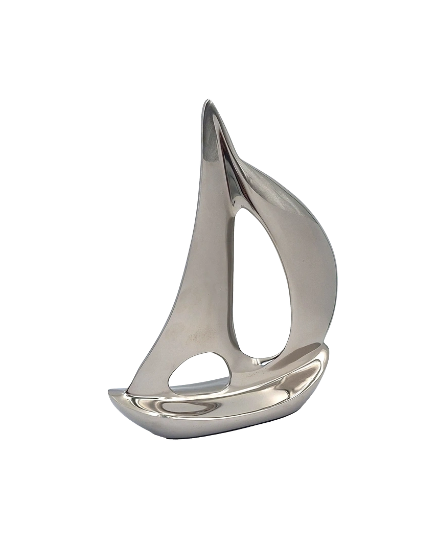 FIGURKA DEKORACYJNA model jachtu żaglowego, srebrne błyszczące wydanie, loftowy styl FIGURKA DEKORACYJNA model jachtu żaglowego, srebrne błyszczące wydanie, loftowy styl