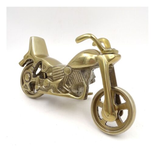 FIGURKA DEKORACYJNA model motocykla crusier w kolorze antyczny mosiądz, aluminiowy, klasyczny