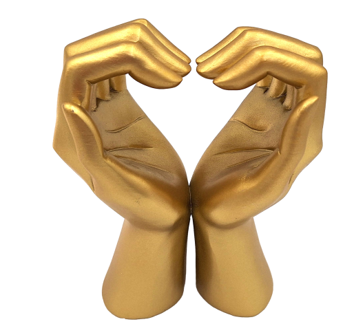 FIGURKA DEKORACYJNA złote dłonie ułożone w kształt serca, nowoczesny styl, piękna