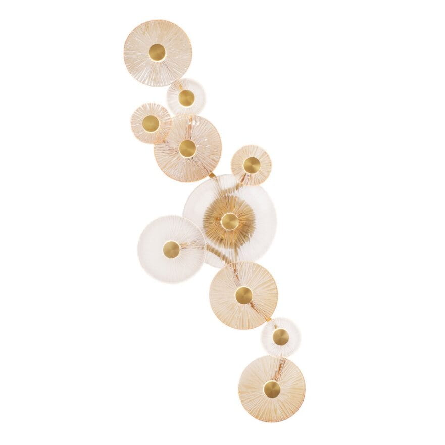 KINKIET o oryginalnym kształcie, 10 ledowych źródeł światła, metalowy stelaż z matowym złocie, nowoczesny