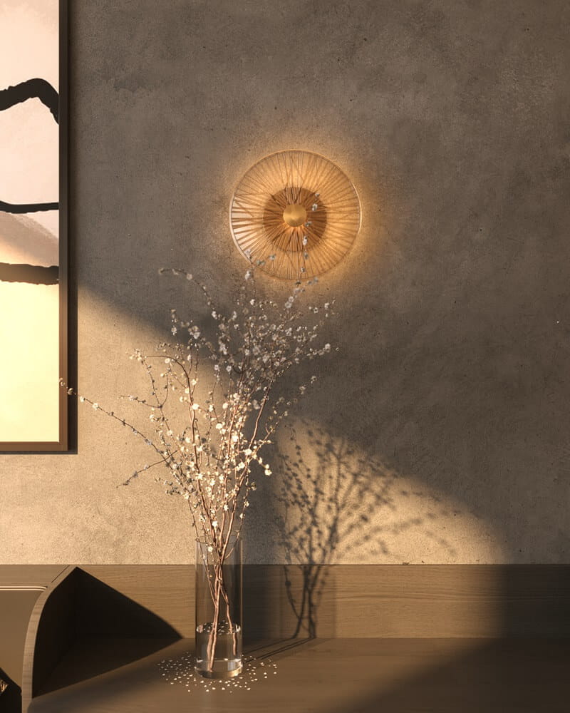 KINKIET z okrągłym, szklanym abażurem, złoty matowy metalowy detal, nowoczesny styl, wyjątkowy