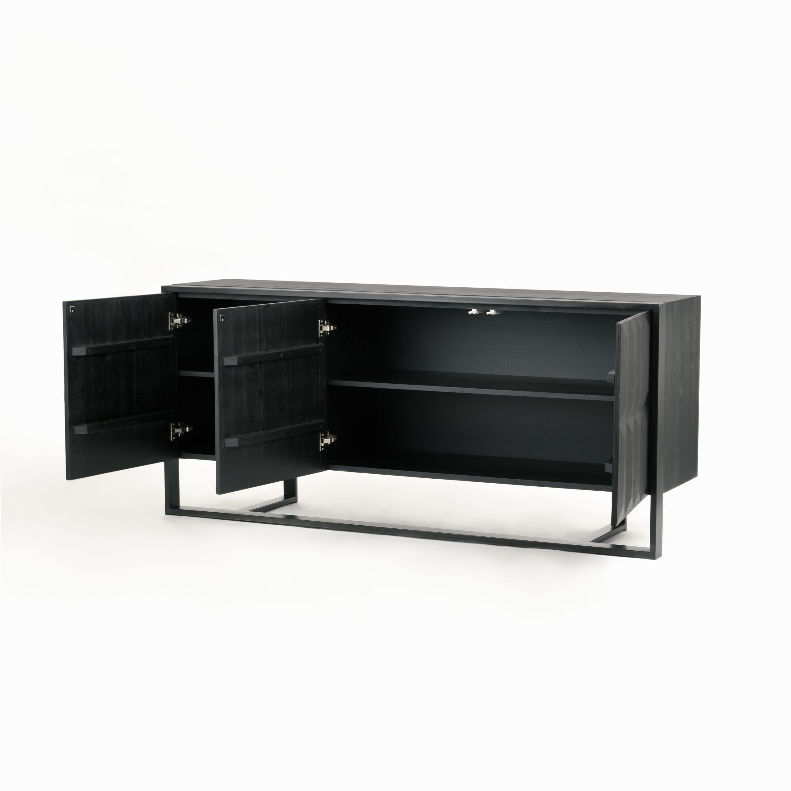 KOMODA czarna, fronty ze strukturą 3D, matowe wykończenie korpusu, żelazne nogi w pół połysku, piękna KOMODA czarna, fronty ze strukturą 3D, matowe wykończenie korpusu, żelazne nogi w pół połysku, piękna